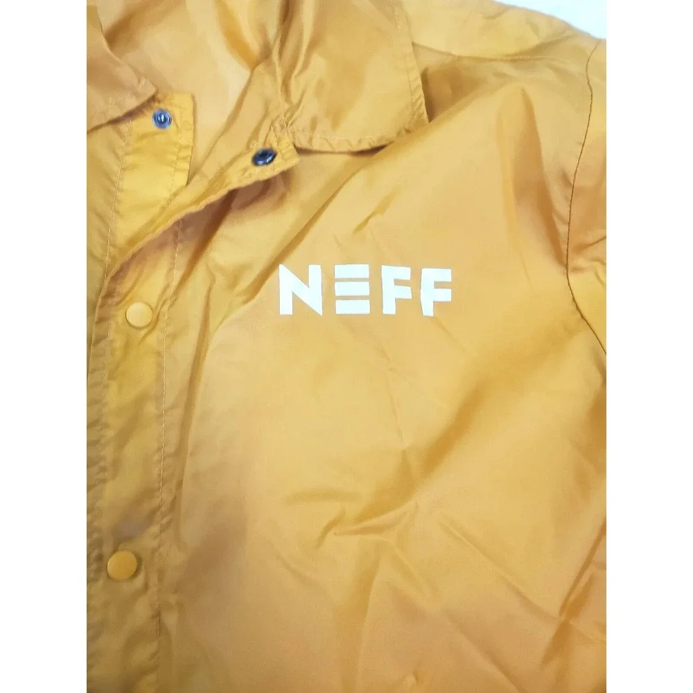 NEFF Skater Jacket Mens Large Windbreaker Rose Checkers Yellow Button Up Coat